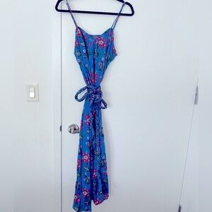 Rhode Mina maxi navy red floral dress with braided rope NWOT
